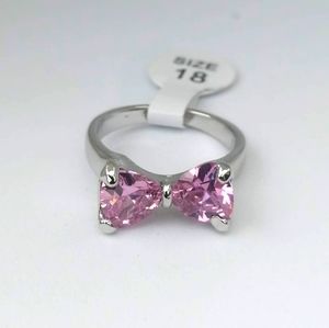 14k Real White Gold Plated Ring 9 US Silver Pink